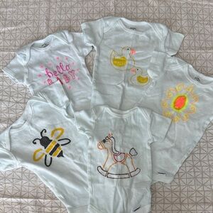 Gerber Baby Onesie with Hand-Painted Rocking Horse - Lot of 5